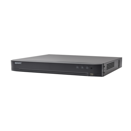 DVR 8 Megapixel / 16 Canales 4K TURBOHD + 16 Canales IP / 2 Bahía de Disco Duro / 4 Canales de Audio / 16 Entradas de alarma / 