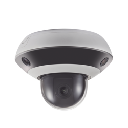 Mini Domo PanoVu 2 Megapixel / 1 PTZ 4X Zoom + 3 Lentes Panorámicos 360° / H.265 / 10 mts IR / Uso en Interior / PoE+ / dWDR /