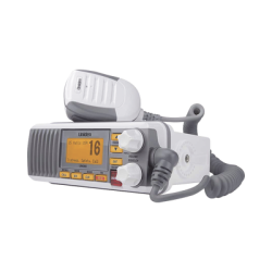 Radio Móvil Marino VHF, color blanco, Tx: 156.025 - 157.425 MHz, Rx: 156.050 - 163.275 MHz, 25W de potencia, sumergible IPX4 in