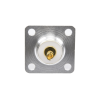 Conector UHF Hembra (SO-239) para Montaje de Chasis con 4 Hoyos a 18 mm, Terminal Soldable, Plata/ Oro/ Teflón.