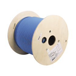 Bobina de Cable Blindado F/UTP de 4 Pares, Cat6A, Soporte de Aplicaciones 10GBase-T, LSZH (Libre de Gases Tóxicos), Color Azul,