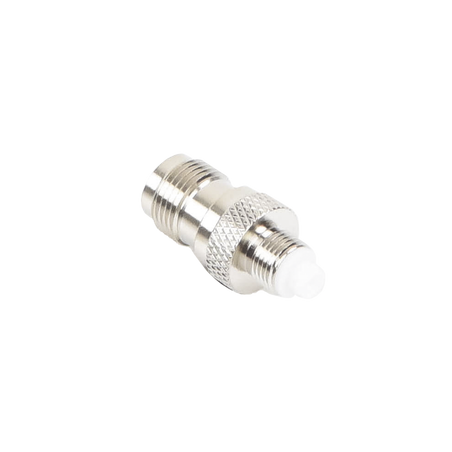 Adaptador en Línea, de Conector TNC Hembra a FME Hembra, Niple Europeo, Níquel/ Oro/ Teflón.