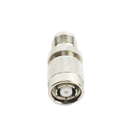 Adaptador en Línea, de Conector TNC Macho Inverso a TNC Hembra, Nquel/ Oro/ Teflón.