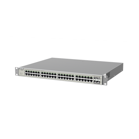 Switch Administrable Capa 3 con 48 puertos Gigabit PoE 802.3af/at + 4 SFP+ para fibra 10Gb, gestión gratuita desde la nube, 740