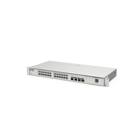 Switch Administrable Capa 2+ Plus, con 24 puertos Gigabit, 4 puertos SFP+ para fibra 10Gb, gestión gratuita desde la nube.
