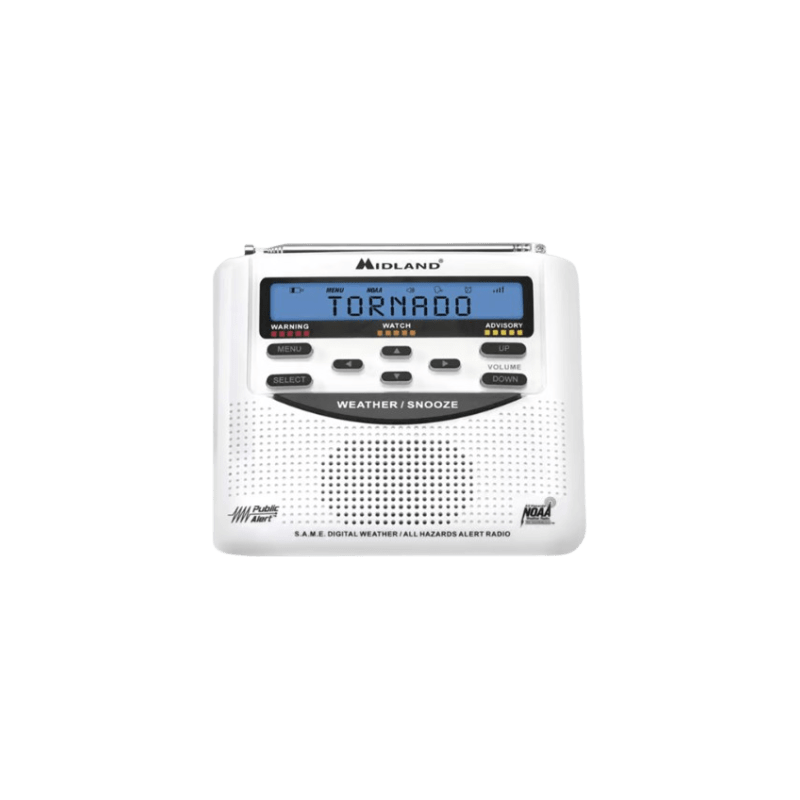 Radio de Alerta Meteorológica WR120, 7 Canales NOAA / Environment Canada, Alerta Sirena 90 dB, Tecnología S.A.M.E., Respaldo d