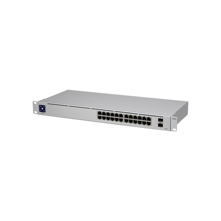 UniFi Switch USW-24, Capa 2 de 24 puertos 10/100/1000 Mbps + 2 puertos 1G SFP, pantalla informativa