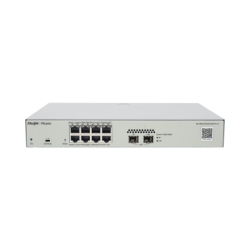 Switch Administrable PoE Capa 2 con 8 puertos Gigabit PoE 802.3af/at + 2 SFP para fibra 1Gb, gestión gratuita desde la nube, 12
