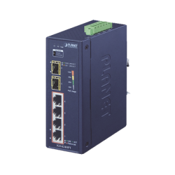 Switch PoE Industrial No Administrable de 4 Puertos PoE 10/100/1000T 802.3at, 2 Puertos SFP 10/1000X