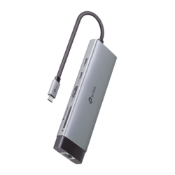 Adaptador HUB 9 en 1, 1 puerto USB-C entrada, 1 puerto HDMI 4K, 1 puerto Ethernet Gigabit, 1 puerto SD y MicroSD, 1 puerto USB-C