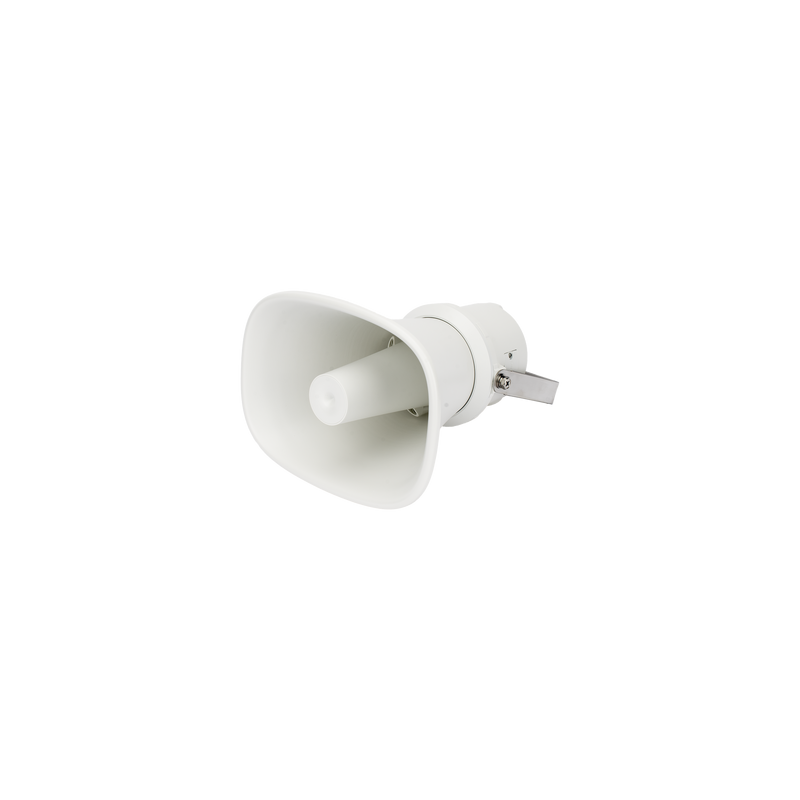 Bocina (Altavoz IP ) | Tipo Trompeta | 25 Watts | 24VCD | Exterior IP67 | Metal | Entrada de alarma | Voceo en tiempo real | Cal