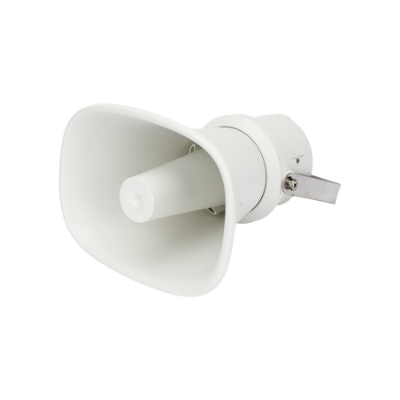 Bocina (Altavoz IP ) | Tipo Trompeta | 25 Watts | 24VCD | Exterior IP67 | Metal | Entrada de alarma | Voceo en tiempo real | Cal