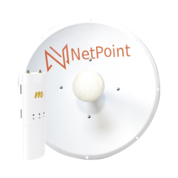 Kit de radio C5C con Antena NP2 de 34 dBi, Frecuencia (4.9-6.2 GHz), ideal para distancia de hasta 50 km, jumpers, PoE y cable d