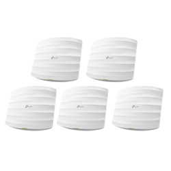 Kit de 5 Puntos de Accesso Omada doble banda 802.11ac, MU-MIMO, PoE af y PoE Pasivo, soporta hasta 100 clientes, hasta 1350 Mbps