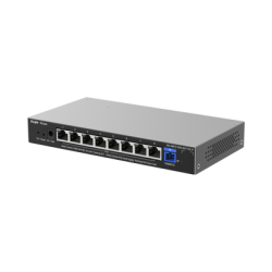 e-Lighten ONU / Switch PoE+ Hibrido, Capa 2 con un Puerto PON 1G SC/UPC y 8 Puertos Ethernet PoE+ 1G hasta 120 Watts y 100 Clien
