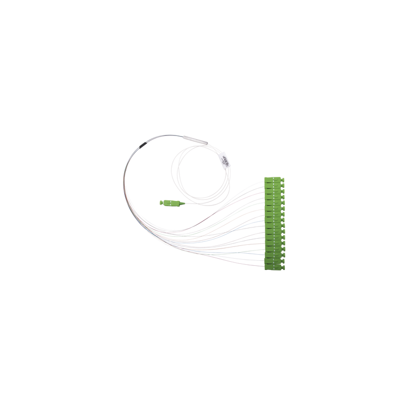 Divisor Óptico (Splitter) Tipo PLC, de 1x16, Con Conector de Entrada SC/APC y Conectores de Salida SC/APC
