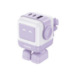 Cargador RobotGaN de 65W Serie UNO | 3 Puertos de Carga Rápida | 2 USB-C | 1 USB-A | PD 3.0 | QC 4.0 | Carga Inteligente | Tecn