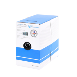 Bobina de Cable de 305 Metros (1000 Pies), Cat5e, 24 AWG, Color Gris, UL, para Aplicaciones en Videovigilancia, Redes de Datos. 