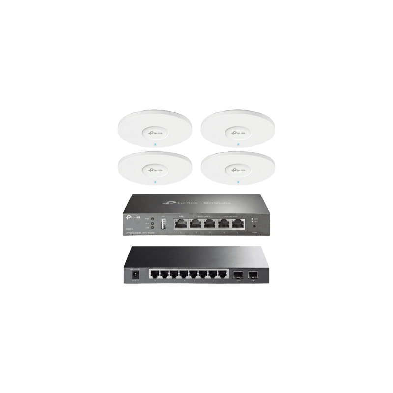 Kit de Iniciación en redes OMADA / 1 Router / 1 Switch TL-SG2210P / 4 Punto de Acceso EAP613