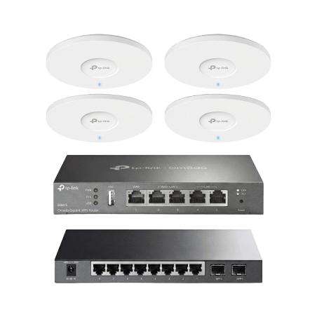 Kit de Iniciación en redes OMADA / 1 Router / 1 Switch TL-SG2210P / 4 Punto de Acceso EAP613