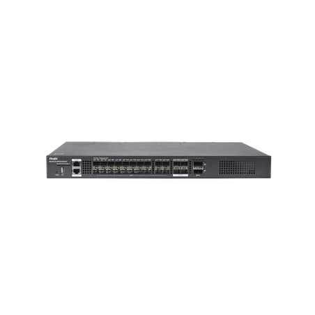 Switch distribución de fibra hasta 23 Tbps de Capacidad, 20 puertos SFP+ 10G, 4 Puertos SFP28 25G y 2 puertos QSFP+ 40G
