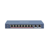 Switch PoE+ / No Administrable / 7 Puertos 10/100 Mbps 802.3 af/at (30 W) / 1 Puerto 10/100 Mbps Hi-PoE (90 W) / 2 Puertos 1000 