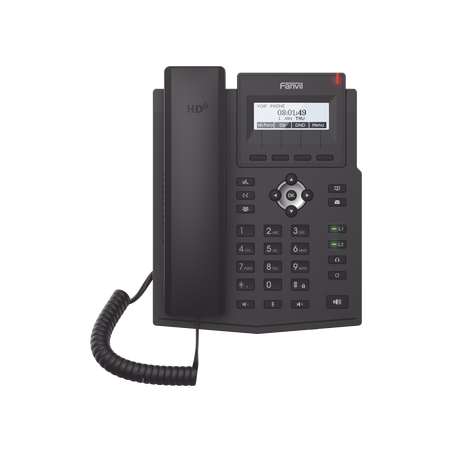 Teléfono IP / 2 Líneas SIP / Pantalla LCD 128x48 / Audio HD G.722 y Opus / Conferencia 3 Vías / PoE 802.3af / OpenVPN / Sopor