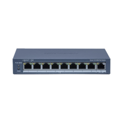 Switch PoE+ / Monitoreable / 8 Puertos 10/100 Mbps PoE+ / 1 Puerto 1000 Mbps Uplink / Configuración Nube Hik-Partner Pro / Modo