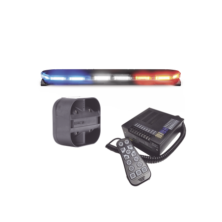 Kit de Sirena, Bocina y Torreta de 47", Serie 16 con 300 LEDs, Dual Color, Frente: Rojo/Blanco, Azul/Blanco, Trasero: Rojo/Ámba