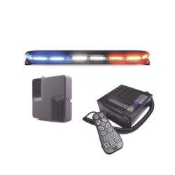 Kit de Sirena, Bocina y Torreta de 47", Serie 16 con 300 LEDs, Dual Color, Frente: Rojo/Blanco, Azul/Blanco, Trasero: Rojo/Ámba