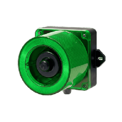 Combinación de baliza LED color Verde y sirena electrónica de 31 tonos resistente a la intemperie de volumen máx. 123 dB a 11