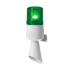 Luz LED con patrones de destello fijo y destellante con buzzer incorporado de alto volumen Máx. 95 dB color Verde 24 VCD