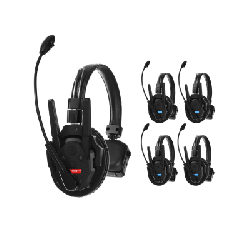 Kit 5 Intercomunicadores Inalámbricos Full-Duplex / Rango 500 m (1640 ft) / Hasta 13 Unidades / Latencia 80 ms / AEC 2.0 / Bate