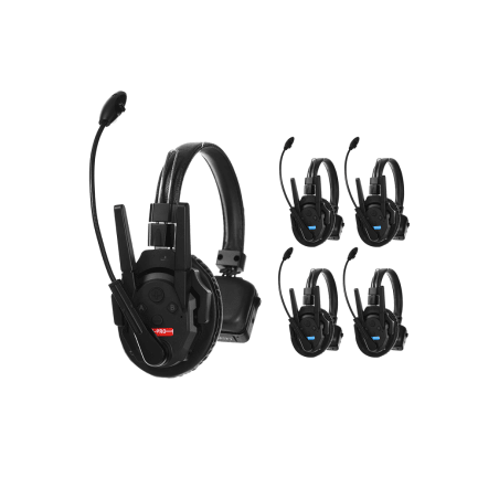 Kit 5 Intercomunicadores Inalámbricos Full-Duplex / Rango 500 m (1640 ft) / Hasta 13 Unidades / Latencia 80 ms / AEC 2.0 / Bate