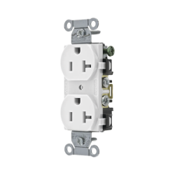 Contacto Dúplex 20 A, 125 V, 2 Polos, 3 Hilos, Cableado Posterior y Lateral, Color Blanco (Nema 5-20R).