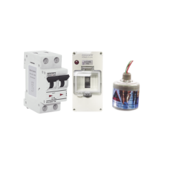 Kit de Centro de Carga Para Corriente Directa, Breaker de hasta 800 Vcc de 63 A con Supresor de Descargas Atmosféricas.