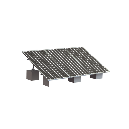 Montaje para 3 Panel Solar, Riel "8" de 4050mm para Módulos con Espesor de 35mm, Velocidad de Viento Máx. 136km/h (20° a 45°