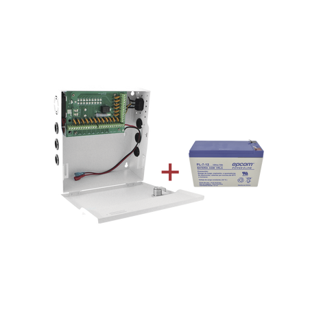 Kit / Fuente con 18 salidas / 20 Amperes totales / Ajuste de voltaje de 11-15 V / 20 A modelo PLK12DC20ABK / + Batería incluíd