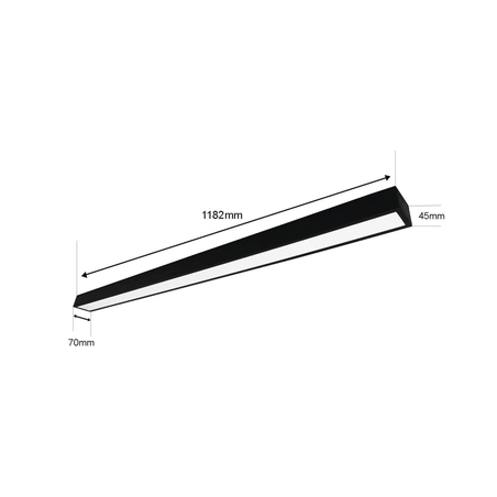 Panel LED Suspendido 22 W / 127 Vca~60Hz / Flujo luminoso 1 980 lm / Medidas 1182 x 70 x 45 mm / TCC 6 500 K / Ángulo de Luz de