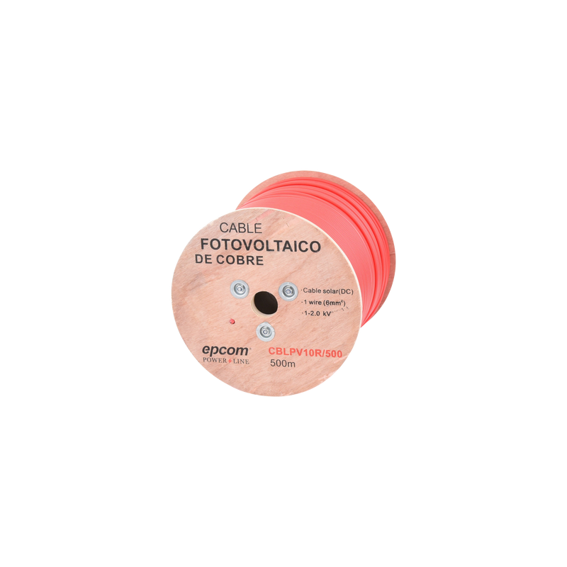 Carrete de 500 Metros / Cable Fotovoltaico Rojo / Material COBRE / 6mm² (10AWG) / 2000 Vcc