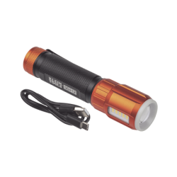 Linterna LED Portátil Recargable 500 Lúmenes con Luz Frontal y Lateral de Trabajo. Lámpara con tapa de Extremo con Imán, USB