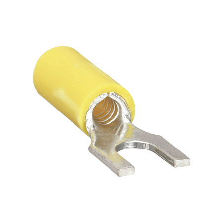 Terminal tipo horquilla ( espada ) aislada / 12 - 10 AWG / Amarillo / Paquete de 25 piezas.