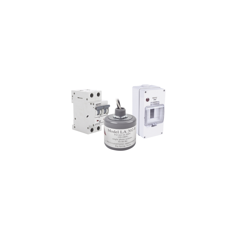 Kit de Centro de Carga Para Corriente Alterna, Breaker de hasta 400 Vca de 32 A con Supresor de Picos Transitorios.