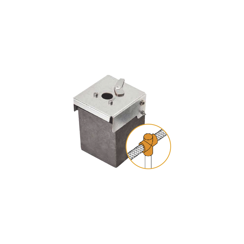 Molde de Grafito Vertical Unión en T / Cable 2/0 AWG a Pica 5/8 in / 70 Soldaduras / Acero Electrogalvanizado / Normativa IEC 6