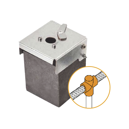 Molde de Grafito Vertical Unión en T / Cable 2/0 AWG a Pica 5/8 in / 70 Soldaduras / Acero Electrogalvanizado / Normativa IEC 6