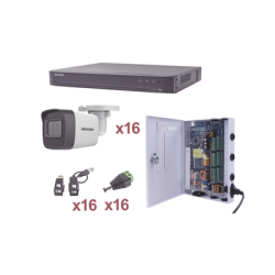 KIT TurboHD 1080p / DVR 16 Canales / 16 Cámaras Bala (exterior 2.8 mm) / Transceptores / Conectores / Fuente de Poder Profesion