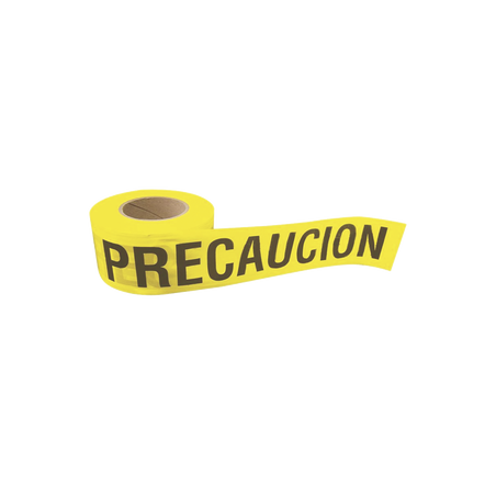 Cinta para barricada "PRECAUCION" de 100 m y ancho de 3".