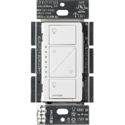 (Caseta Wireless) Atenuador de pared. Aumenta/Disminuye Intensidad de Iluminación. No requiere cable neutro. 150W LED / 600W IN