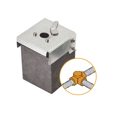 Molde de Grafito Horizontal Unión en T / Cable 2/0 AWG (70 mm²) / 70 Soldaduras / Acero Electrogalvanizado / Normativa UNE 211