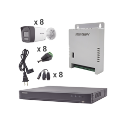 Kit Audio Bidireccional TurboHD 4K-3K / DVR 8 Canales 4K / 8 Cámaras Bala (Exterior) con Bocina y Microfóno Integrado 3K / 1 F